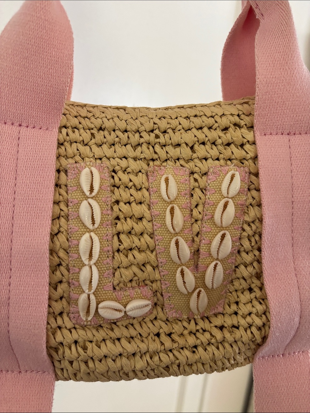 Stoney Clover Small Pink Raffia Straw Tote - Picture 2 of 10